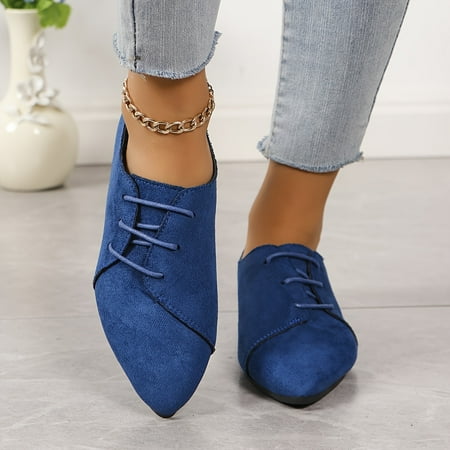 

Chic Vintage-Inspired Flats - Comfortable Soft Suedette Lace-Up Design with Retro Pointed Toe Versatile Solid Colors for Every Occasion