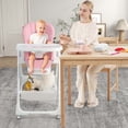 thumbnail image 2 of Babyjoy Baby High Chair Convertible Infant Dining Chair Adjustable Height & Backrest Pink, 2 of 8