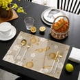 thumbnail image 3 of Yellow Flower Placemats Set of 12, Japanese Style Floral Leaf on Linen Placemats for Dining Table, Place Mats for Kitchen Tabletop, Waterproof Wipeable Dining Table Mats Set, 3 of 9