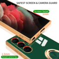thumbnail image 3 of Compatible for Samsung Galaxy S23 Ultra Case with Ring Holder Kickstand [with Magnetic] Soft TPU Shockproof Electroplated Protective Phone Case for Galaxy S23 Ultra 5G Green, 3 of 12