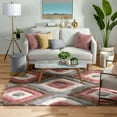 thumbnail image 4 of Well Woven Moira Brown & Blush Pink Geometric Trellis Thick Soft Plush 3D Textured Shag 5x7 (5'3" x 7'3") Area Rug, 4 of 8