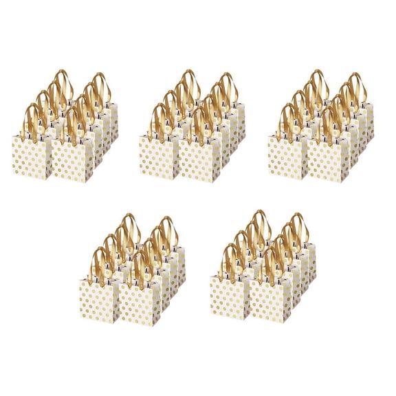 with Ribbon Handles Gold Mini Gift Bag,for Birthday Weddings Christmas (Metallic Dots 40 Pack )