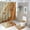 style-574, variant on Shower Curtain Sets with Rugs 4 Piece Shower Curtain And Rugs Shower Curtain Set Orange And Grey Abstract Art Durable and Waterproof Grey Burnt Orange Abstract Art Painting for Bathtub Decor