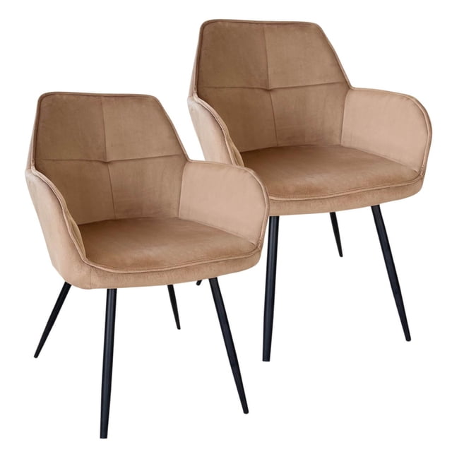 Set de 2 Sillas Terciopelo con Descansa Brazos para Comedor cafe