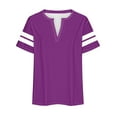 thumbnail image 6 of Royisotas Color Block Womens Tops Plus Size Short Sleeve Purple Plus Size Casual V-Neck Shirts for Women, 6 of 6