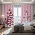 thumbnail image 2 of Pink Christmas Blackout Curtains for Bedroom/Living Room, Pinch Pleated Black Out Curtains, Winter Snowman Xmas Pine Tree Snowy Room Darkening Window Drapes with Hooks 2 Panels, 39"x70", 2 of 8
