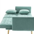thumbnail image 5 of Loveseat Sofa, Accent Sofa with Adjustable Backrest, Armrest, Velvet Sofa with Rose Gold Metal Feet, Folding Sleeper Sofa Couches for Living Room Bedroom Office, Mint Green, 5 of 7