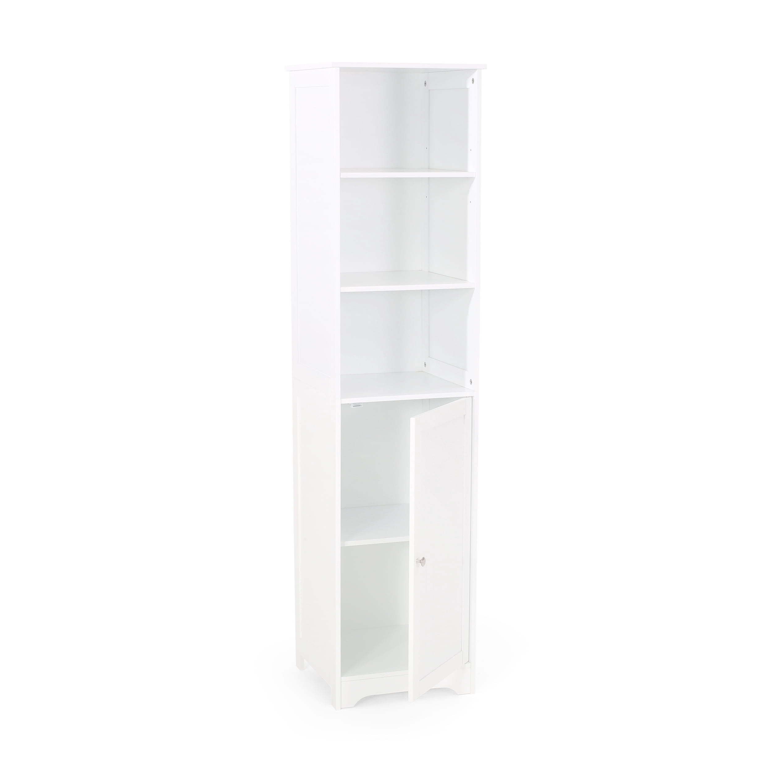 Noble House Yehuda Modern Free Standing Bathroom Linen Tower Storage Cabinet, Matte White