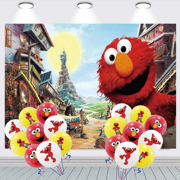 Elmo Backdrop Banner Balloons Party Decorations Supplies Taspestry Wall Decor Background Poster