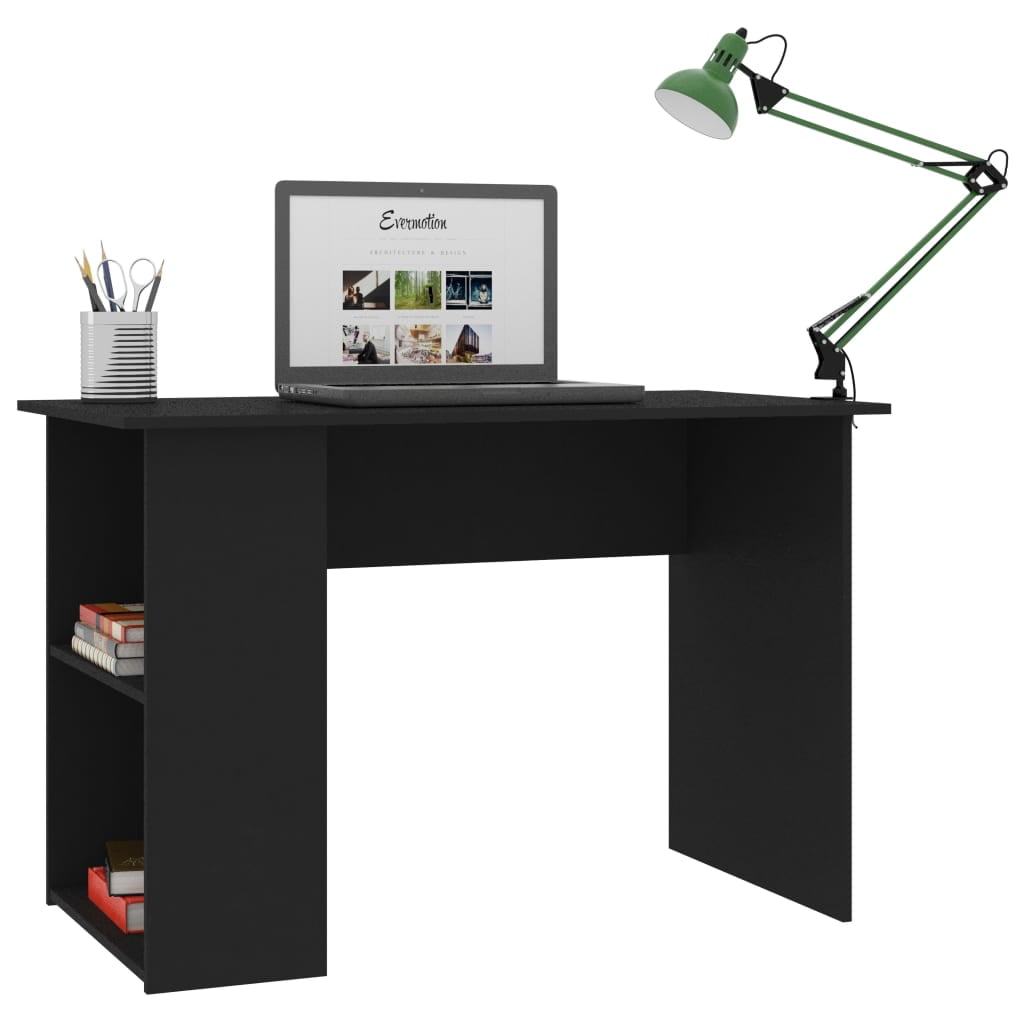 Lowestbest Black Computer Desk, Small Study Writing Desk with Two Storage Shelves Lowestbest Black Computer Desk, Small Study Writing Desk with Two Storage Shelves