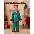 thumbnail image 5 of Cjfdfy Toddler Baby Girl Christmas Silk Stain Pajamas Set Kids Girls PJS Set Sleepwear Fall Winter Clothes Pumpkin Bow Print Long Sleeve Button Down Shirt with Long Pants Set Loungewear 1-8Y, 5 of 9