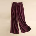 thumbnail image 2 of High Waist Wide Leg Pants for Women Tie Knot Baggy Comfy Womens Summer Flowy Cotton Linen Palazzo Pants Trousers, 2 of 7