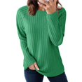 thumbnail image 1 of Camisetas de Larga para Mujer, Ropa de Moda de Otoño, Tops Modernos, Camiseta Básica de Punto con Cuello Redondo Verde Brillante M, 1 of 10