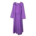 thumbnail image 4 of Vestido holgado de manga larga con bolsillos Vintage Plus Size Casual Boho Holiday Dress Abanopi Morado/3X-grande, 4 of 7