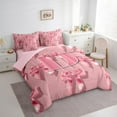 thumbnail image 3 of Castle Fairy Ribbon Bow Knot Personalized Initial D Twin Bedding Sets 7-Piece for Preppy Child Teens,Cute Pink Bow-Tie Bedding Comforter Set Microfiber,Dreamy Princess Bow Alphabet Sheet Sets, 3 of 8