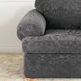 thumbnail image 2 of SureFit Stretch Jacquard Damask 2 Piece T Cushion Chair Slipcover in Gray, 2 of 2