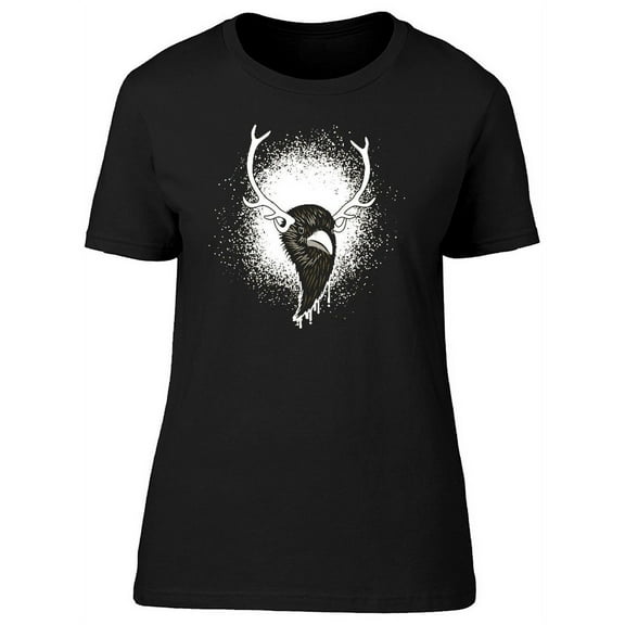 Raven With Antlers T-Shirt Women -Image by Shutterstock, Female x-Large