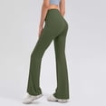 thumbnail image 4 of Cagogo Women's Flare High Waisted Stretch Yoga Pants Casual Workout Long Pants Sporty Basic Flared Trousers for Running Lounge, Green M, 4 of 5