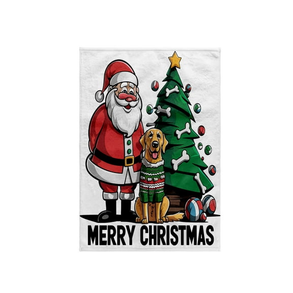 3dRose, Funny Cute Santa Claus and Golden Retriever Dog Christmas Abstract, 15x22 Hand Towel