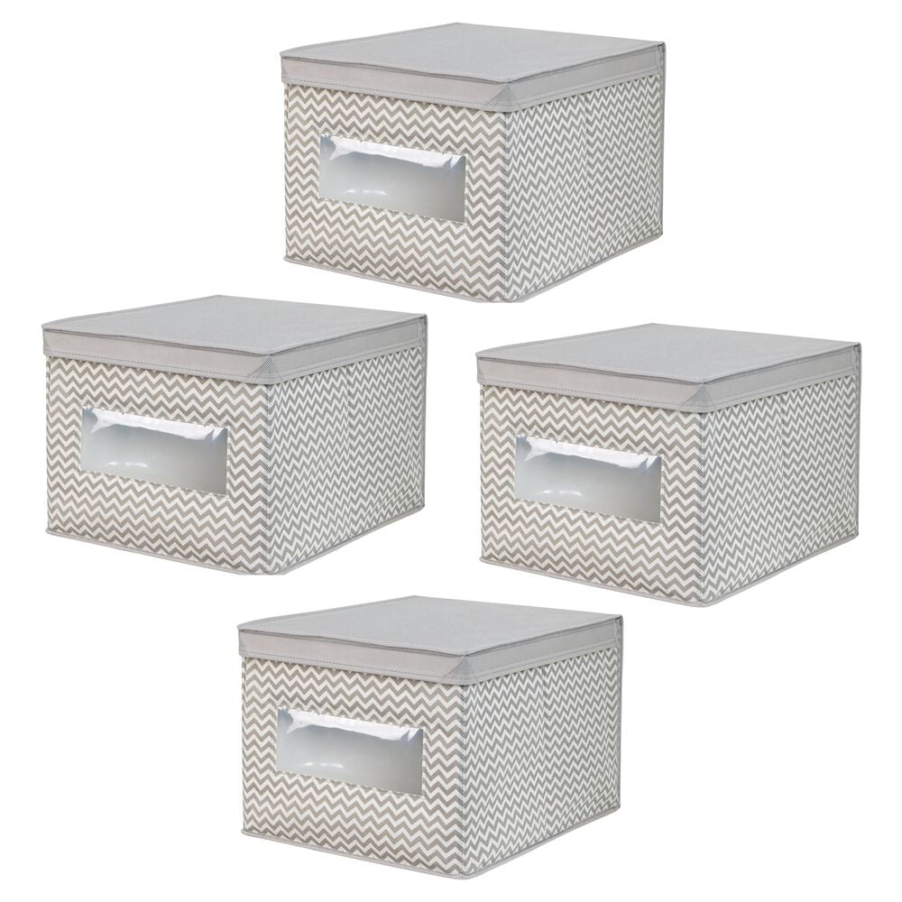 mDesign Kids Stackable Fabric Closet Storage Box 8 Pack Taupe/Natural 