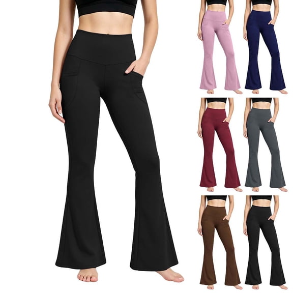 Xaqiouau Yoga Pants for Women High Waisted Flare Leggings with Pockets Bootcut Tummy Control Stretch Workout Casual Athletic Pants