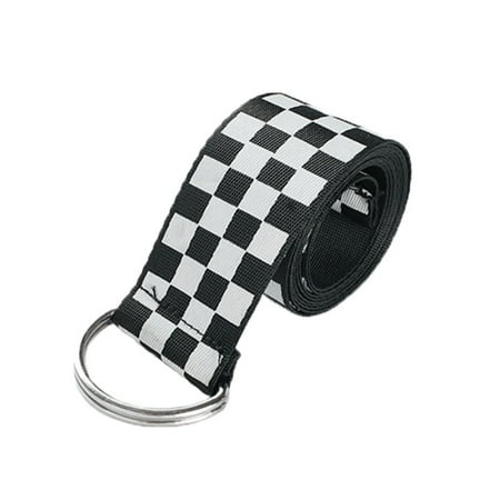 Womens Checkerboard - Taykoo women Belt Black White Checkerboard Plaid Long Canvas Belt Waistband