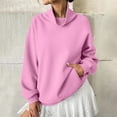 thumbnail image 4 of ZQGJB Fashion Sweatshirts for Women Long Sleeve Turtle Neck Solid Color Pullover Tops Loose Oversized Casual Basic Athletic Sweater T-Shirts Pink M, 4 of 7