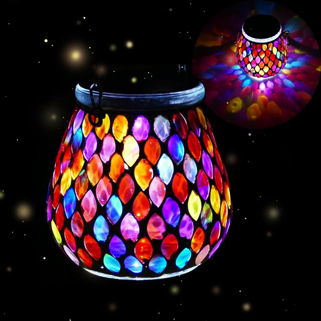 Farol solar con forma de mosaico Nomoluke, 10 x 11 cm, impermeable para exteriores