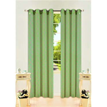 2pc Hunter Green Solid Sheer Voile Window Curtain Set, Two (2) Rod 