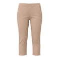 thumbnail image 4 of Oiangi Capri Leggings with Pockets for Women High Waist Stretchy Yoga Capris Slim Fit Zipper Hem Workout Crop Pants Beige S, 4 of 8