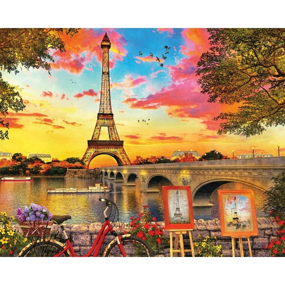 Springbok Puzzles - Coucher de Soleil de Paris - 1000 Pièces Puzzle - Grand 30 Pouces par 24 Pouces Puzzle - Fabriqué aux États-Unis - Unique Coupe Pièces Imbriquées