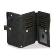 thumbnail image 6 of Wallet Case for iPhone 14 with Zipper Pouch,Magnetic PU Leather Flip Folio Stand Card Slot with Hand Strap and Cross Body Strap Case Cover for iPhone 14, Black, 6 of 7