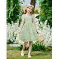 thumbnail image 4 of Arshiner Girls Green Dress Tie Back Summer Easter Princess Fairy Tulle Floral Pattern Dress, 4 of 7