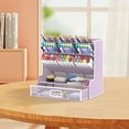 thumbnail image 4 of INTIGE 10 Compartment Metal Mesh Desktop Organizer with Pen Holder, Drawer, Multifunctional Stationery Organizer, Purple, 1 Pcs, 4 of 5