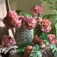 thumbnail image 3 of Nvzi 5Pcs 14.2In Brown Pink Artificial Hydrangea Silk Flowers Stem Fake Hydrangea Flowers for Wedding Home Garden Centerpiece, 3 of 4