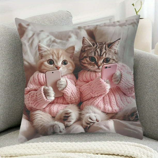 Set de cojines estampados de animales adorables, cojines decorativos multicolores con funda suave de nylon y licra, accesorios cómodos para el sofá dormitorio y salón, 45x45 cm