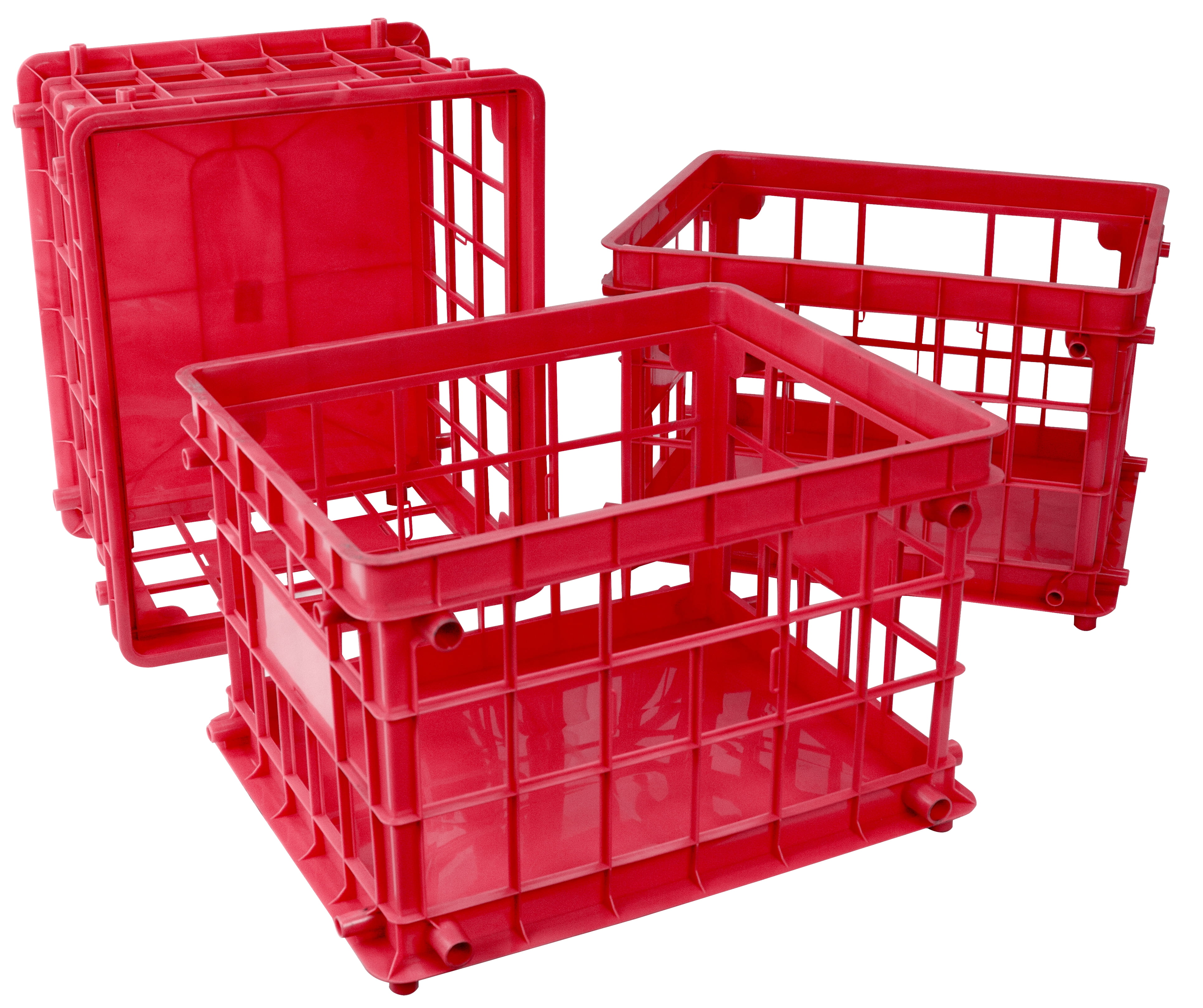Storex Standard File Crate, Fits Letter and Legal Folders, Red, 3Pack