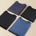 thumbnail image 4 of Jumpingount Invierno otoño hombres estilo casual conjunto de ropa interior térmica cálido transpirable cuello Tops pantalones Kit ropa Ropa interior Azul marino 3XL, 4 of 6