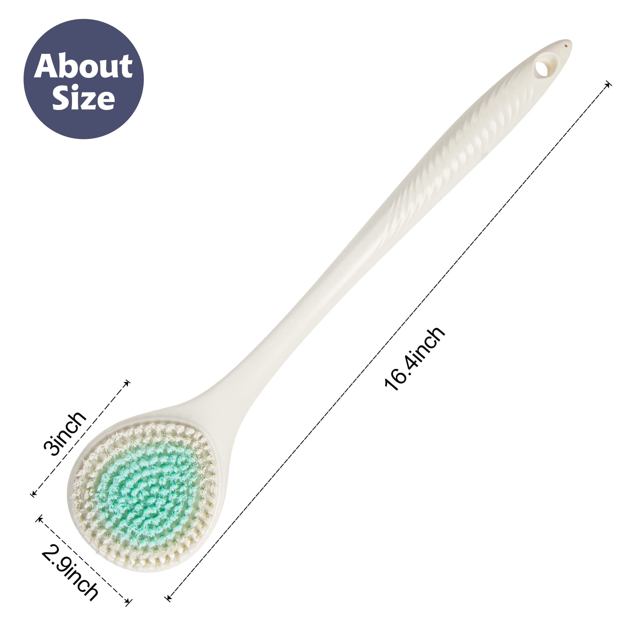 BEDELITE Back Bath Brush Long Handle for Shower(16.4" long), Shower Brush for Men & Women(Blue)