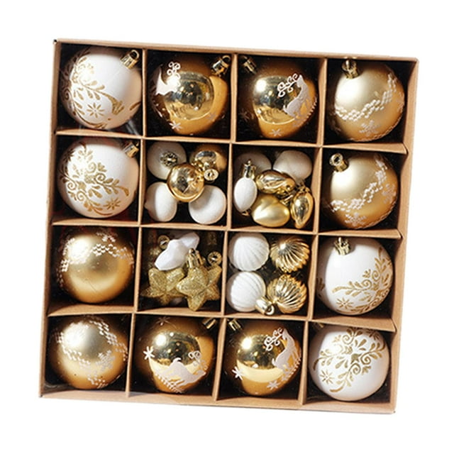 52 piezas de decoraciones colgantes para de Navidad, adornos de bolas de Navidad, colgantes surtidos para fiesta de de Navidad, año Nuevo, Dorado