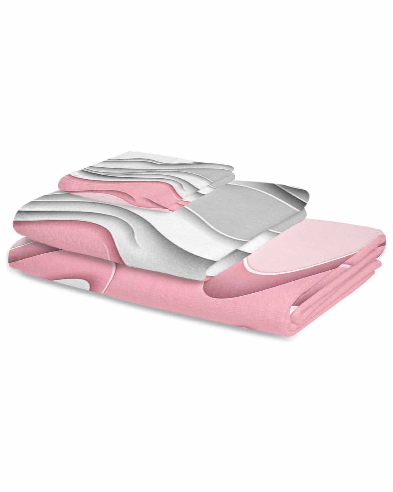 Pink Gray Ombre Towel Set of 3, Soft Microfiber Bath Towels, Hand Towel, Washcloths, Modern Abstract Moire Art Geometric Quick-Dry Absorbent Towels for Bathroom Kitchen Hotel Beach Gym Spa