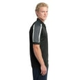 thumbnail image 3 of Sport Tek Adult Male Men Sleeve Blocked Short Sleeves Polo Blk/IronGry/Wh Small, 3 of 5