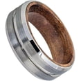 thumbnail image 3 of Tungsten Rings for Men Wedding Bands for Him Womens Wedding Bands for Her 8mm Grooved Center Brushed Finish Beveled Wood Inside, 3 of 5