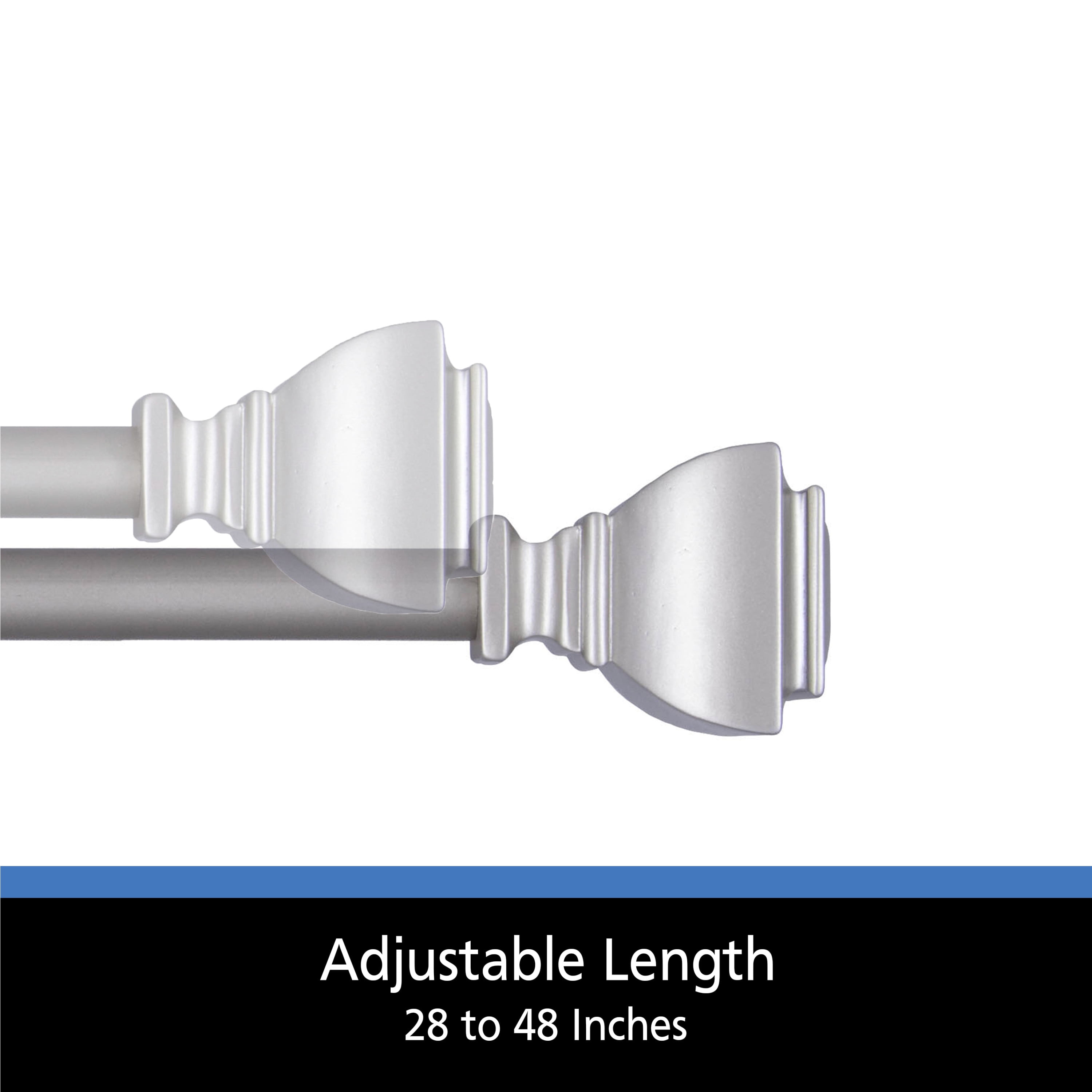 Mainstays 1/2" Benton Petite Café Adjustable Curtain Rod, 28-48", Brushed Nickel