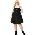 thumbnail image 3 of Unique Bargains Women's Plus Size Corduroy Pinafore Overall Dress Suspender Skirt 1X Black, 3 of 5