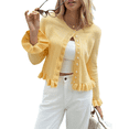 thumbnail image 2 of Womens Button Down Cardigan Sweaters Light-Weight Long Sleeve Crew Neck Summer Knit Open Front Tops Yellow L, 2 of 6