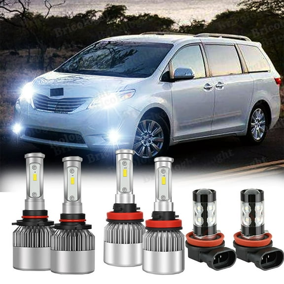 For 2011-2018 Toyota Sienna Combo 9005 High H11 Low H11/H8 FOG LED Headlight Kit