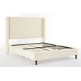 thumbnail image 4 of King Size Upholstered Platform Bed Frame with 54" Tall Wingback Headboard, Chenille Fabric, Strong Wood Slats Support, No Box Spring Needed, 1000LBS Capacity, Easy Assembly, Ivory, 4 of 8