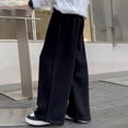 thumbnail image 5 of LIJCC Boys Spring Autumn Sweatpants Solid Color Loose Wide Leg Sweat Pants Elastic High Waist Baggy Joggers(Black,8-9 Years), 5 of 7