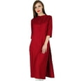 thumbnail image 2 of Bimba Women Maroon Rayon Straight Kurta Kurti Casual Summer Indian Ethnic Tunic, 2 of 7